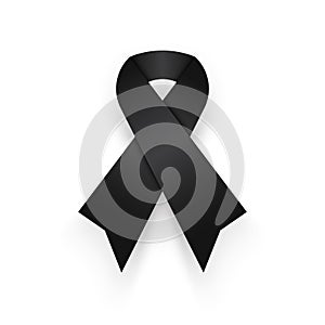 Black ribbon on white background . mourn for king of thailand pass away . rest in peace .