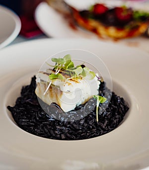 Black rice with cuttlefish and squid ink photo