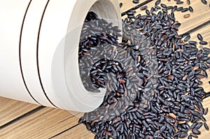 Black rice on table