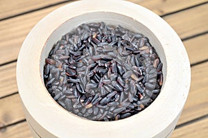 Black rice on table