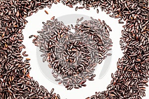 Black rice texture and heart shape