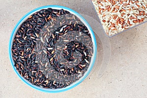 Black Rice on Wood Plate