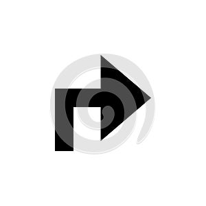 Arrow icon. Turn arrow icon. Arrow symbol. Right point arrow icon. photo