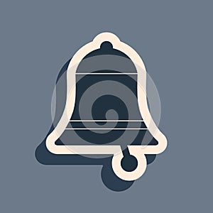 Black Ringing bell icon isolated on grey background. Alarm symbol, service bell, handbell sign, notification symbol