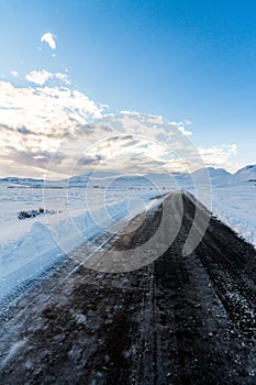 Black Road Through Snow