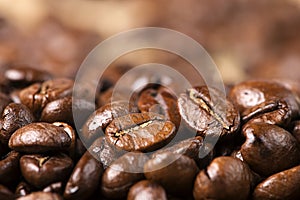 Black roasted arabica coffee beans