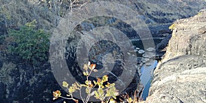 Black rock with water or mountains,nature landscapes, Lakhnadon India, picture taken on February 2018,landscapes background