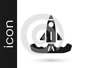 Black Rocket icon isolated on white background. Vector