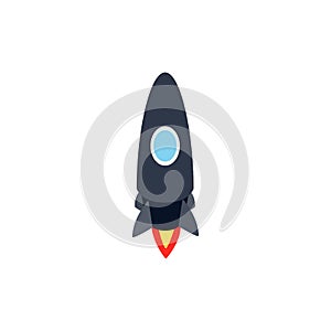 Black rocket icon, isometric 3d style