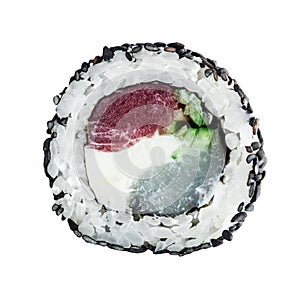 Black roll made with tuna, scallop, cucumber