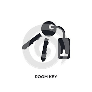 black room key isolated vector icon. simple element illustration from hotel concept vector icons. room key editable logo symbol