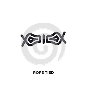 black rope tied isolated vector icon. simple element illustration from nautical concept vector icons. rope tied editable logo