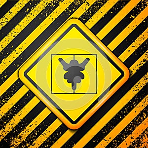 Black Rorschach test icon isolated on yellow background. Psycho diagnostic inkblot test Rorschach. Warning sign. Vector