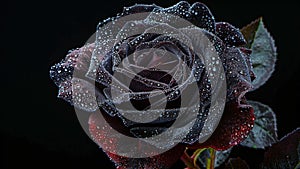 Black Rose with Dewdrops, Dark Elegance