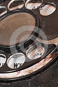 Black Rotary Phone Dial Close Up