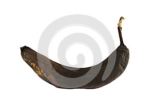 Black rotten banana isolated