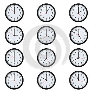 Black Round Clock Set with Various Time