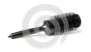 Black round hairbrush isolated