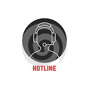 Black round hotline icon