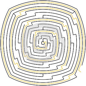 Black round maze with help