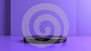 Black Round Object on Purple Background