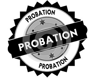 Black round stamp with PROBATION text. photo