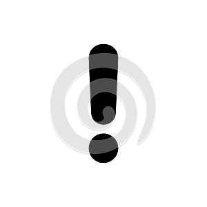 Black rounded exclamation point icon. Attention symbol isolated on a white background.