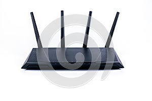 Black router or access point isolated on white background