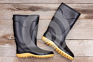 Black rubber boot galoshes