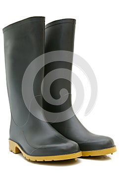 Black rubber boots