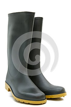 Black rubber boots