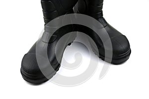 Black rubber boots