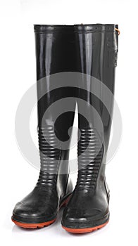 Black Rubber Boots Isolated