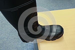 Black rubber boots, these rubber boots are usually worn by mining and construction workers