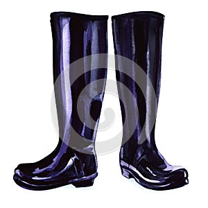 Black rubber boots