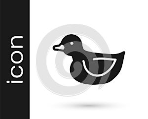 Black Rubber duck icon isolated on white background. Vector