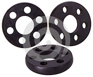 Black rubber flange gasket isolated