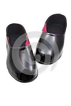 Black rubber galoshes