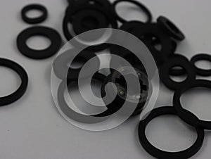 black rubber gaskets sealed round hermetic sealing photo