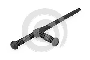 Black Rubber Police Baton or Nightstick. 3d Rendering