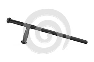 Black Rubber Police Baton or Nightstick. 3d Rendering