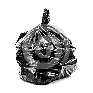 Black Rubbish Bag on white