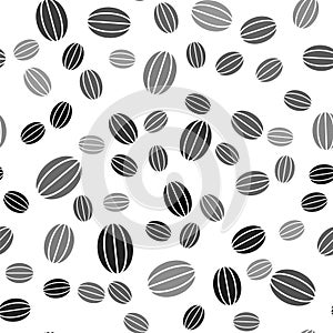 Black Rugby ball icon isolated seamless pattern on white background. Vector Illustration