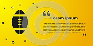 Black Rugby ball icon isolated on yellow background. Vector Illustration