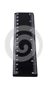 Black ruler isolated, inches, centimeters photo