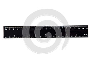 Black ruler on white background