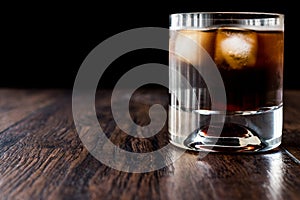 Black Russian Cocktail with vodka and coffee liquor