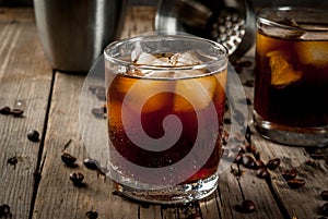 Black Russian cocktail with vodka and coffee liquor