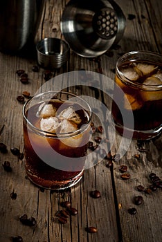 Black Russian cocktail with vodka and coffee liquor