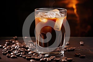 Black Russian Cocktail with Vodka and Coffee Liquor. AI Generated